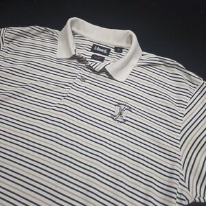 Ashworth Mens EZ-Tech Striped Polo Shirt Winged Foot Golf Club White Large